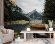 3D Mountain River Trees Boat Landscape Wall Mural Wallpaper GD 2939- Jess Art Decoration