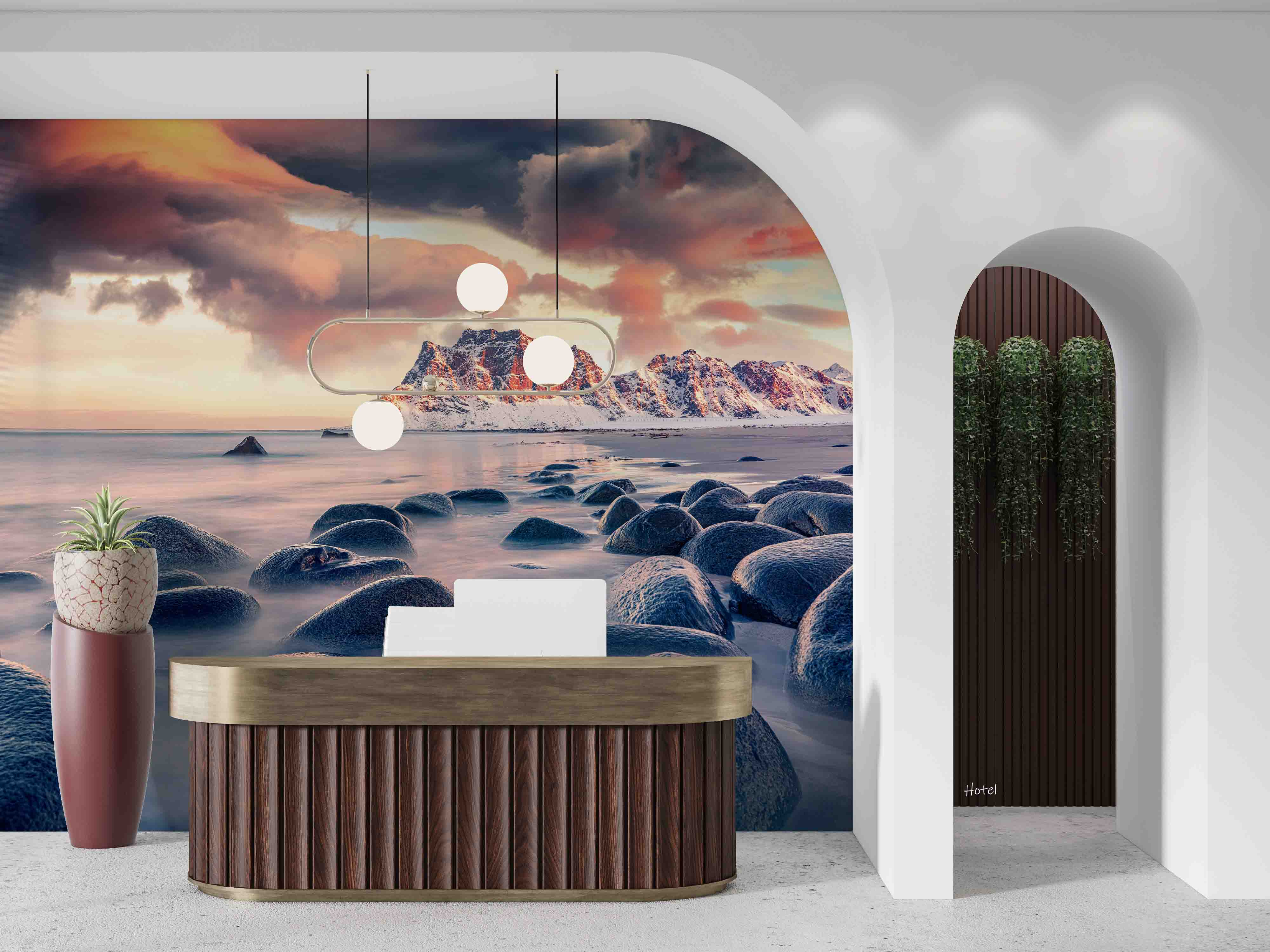 3D Hotel Inn Motel Hostel Resort Manor Scenery Sea Wall Mural Wallpaper 18