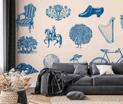 3D Abstract Chair Bicycle Pattern Wallpaper Wall Mural Wall Decor Wall Art Wall Sticker Remoable Wallpaper LQH