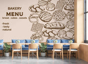 3D Bakery Menu Bread Cakes Sweets Wall Mural Wallpaper GD 5289- Jess Art Decoration