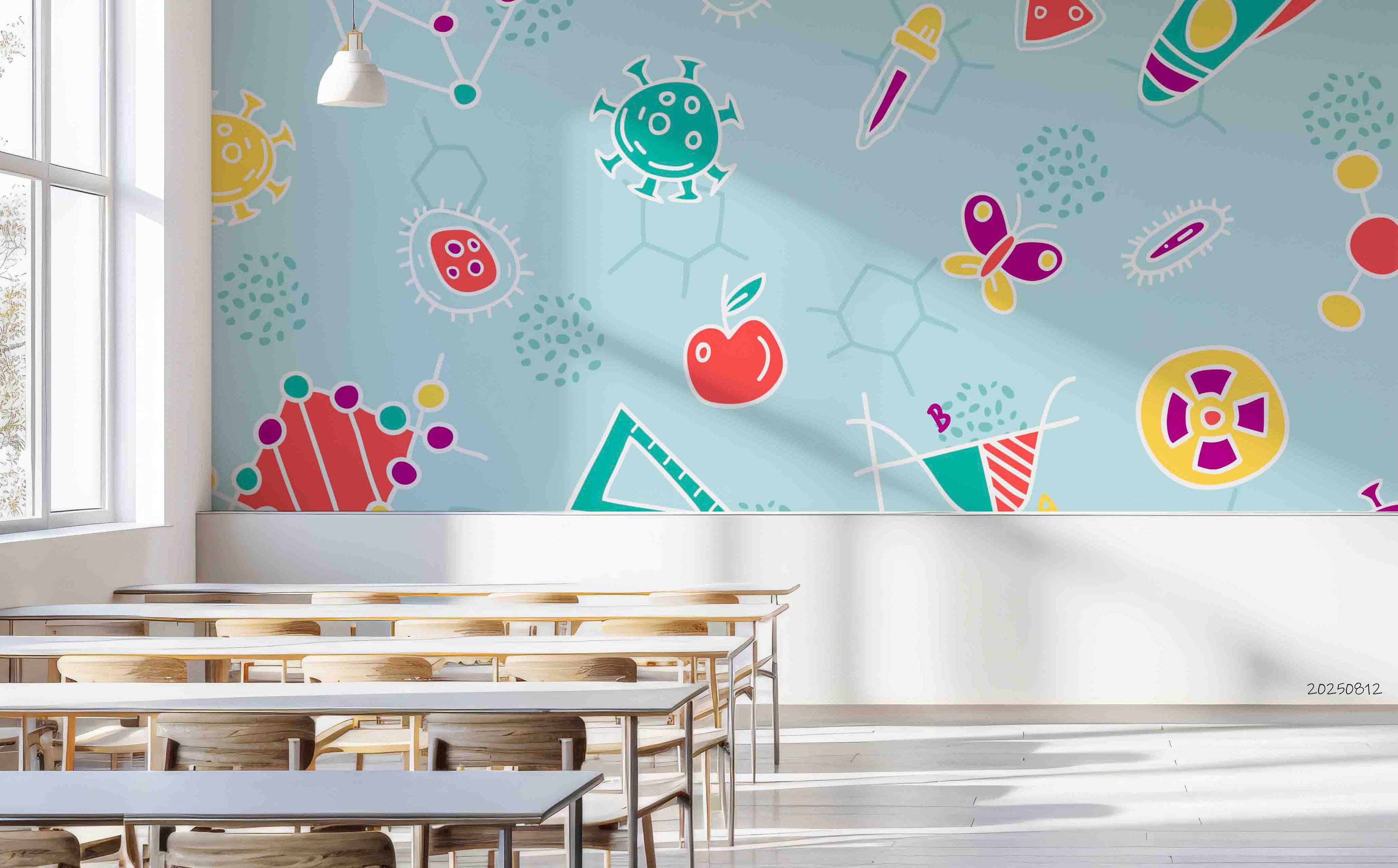 3D School STEM Science Lab Classroom Teaching Aid Wall Mural Wallpaper 40