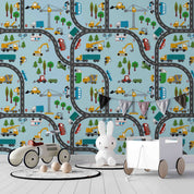 3D Cartoon Trucks Track Automobile Agitating Lorry Wall Mural Wallpaper YXL 2610