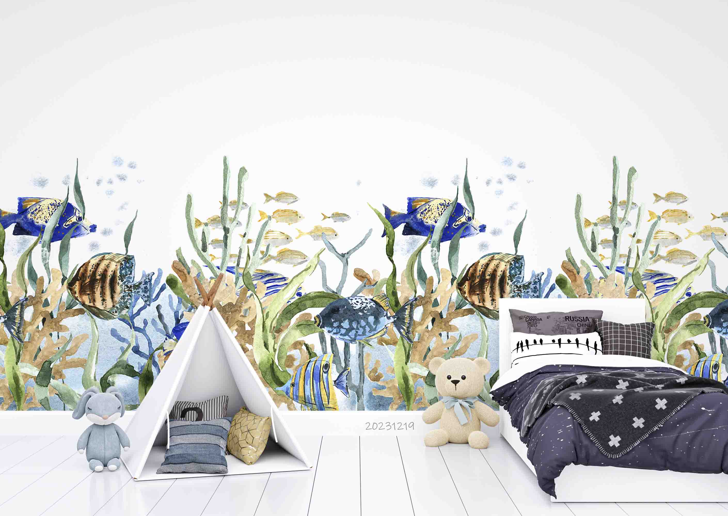 3D Animal Sea Fish Coral Dot Wall Mural Wallpaper YXL 43