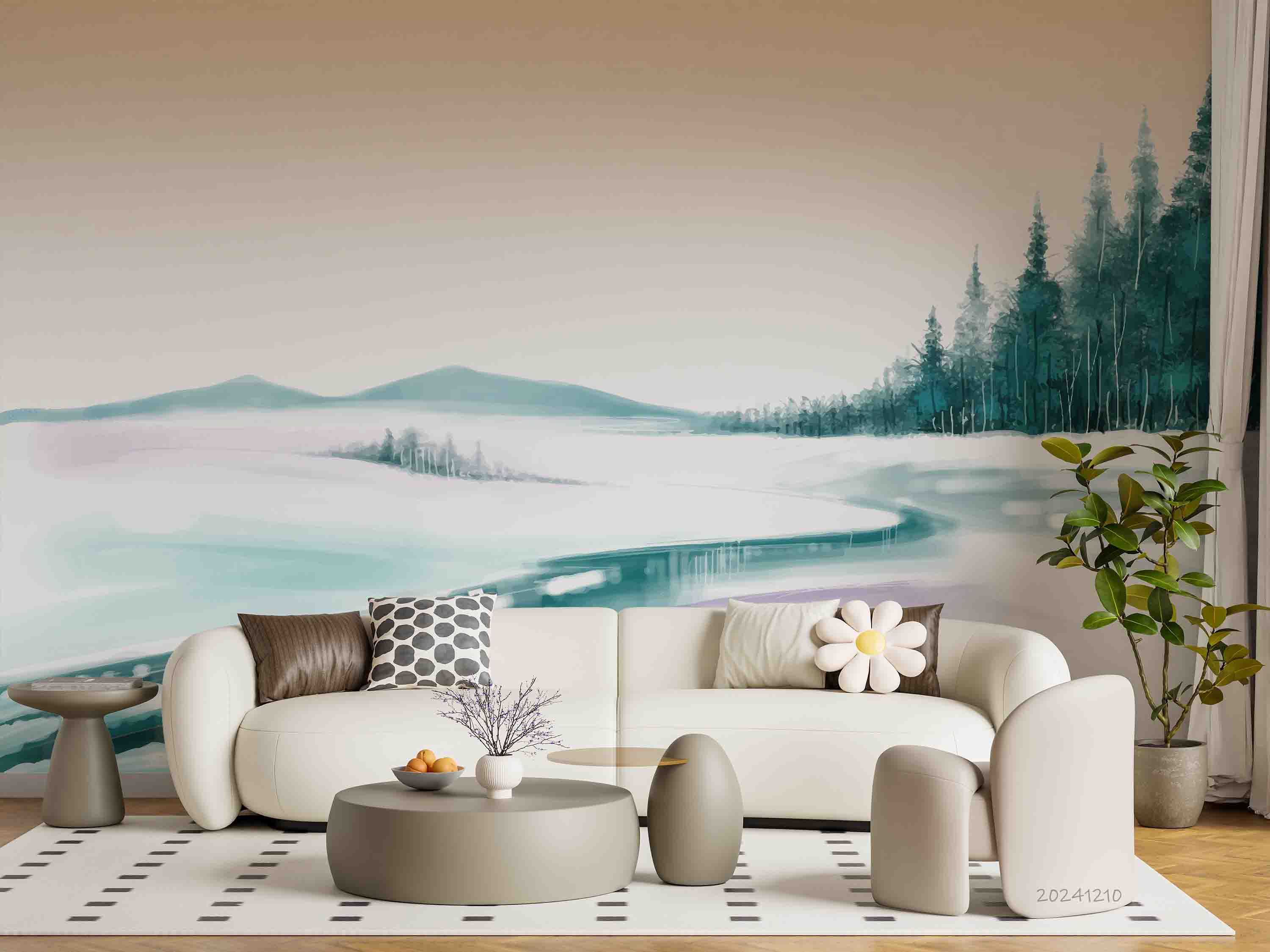 3D Winter Christmas Tree Landscape Wallpaper Wall Mural Wall Decor Wall Art Wall Sticker Remoable Wallpaper LQH 2