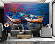 3D Oil Painting Fishing Boat Sea Surface Wall Mural Wallpaper GD 4342- Jess Art Decoration