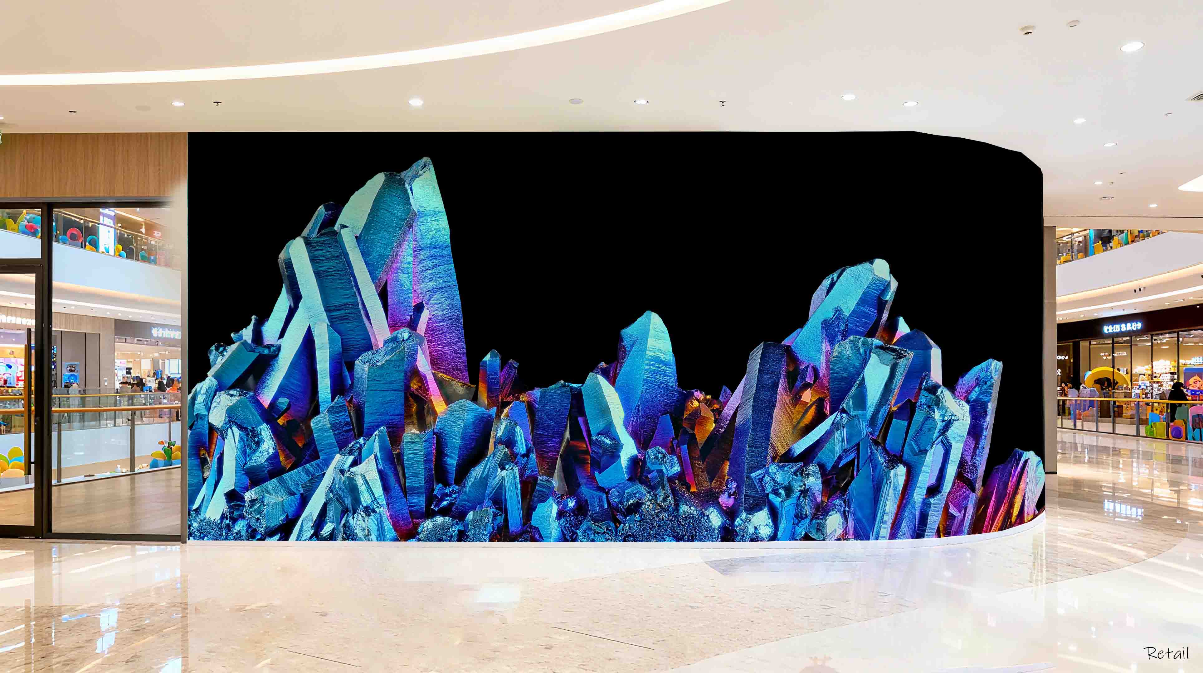 3D Retail Shop Store Market Trade Crystal Blue Wall Mural Wallpaper 22