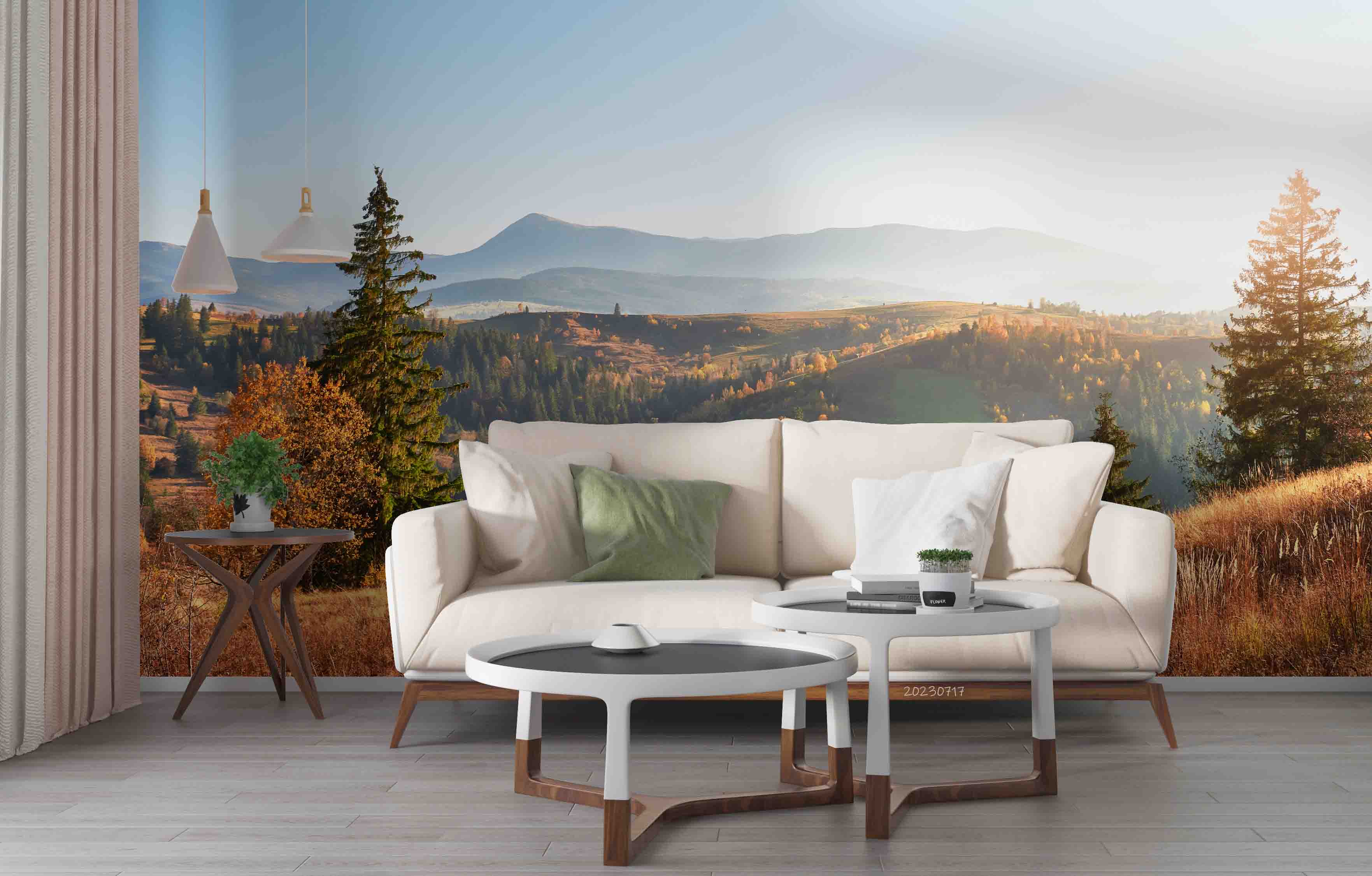 3D Mountains Autumn Landscape Wall Mural Wallpaper JN 379