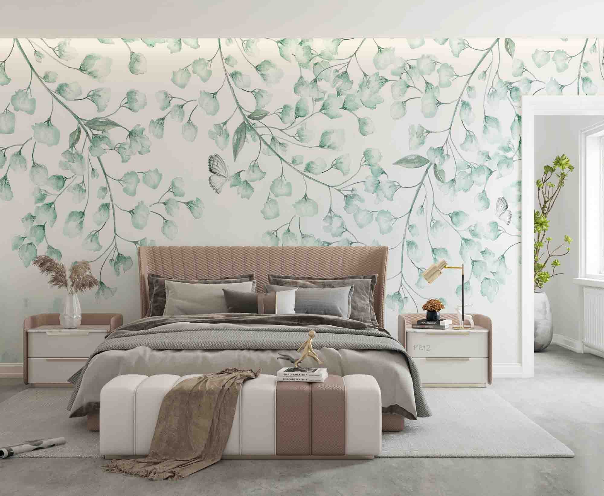3D Watercolor Branches Leaves Butterfly Wall Mural Wallpaper GD 4945- Jess Art Decoration
