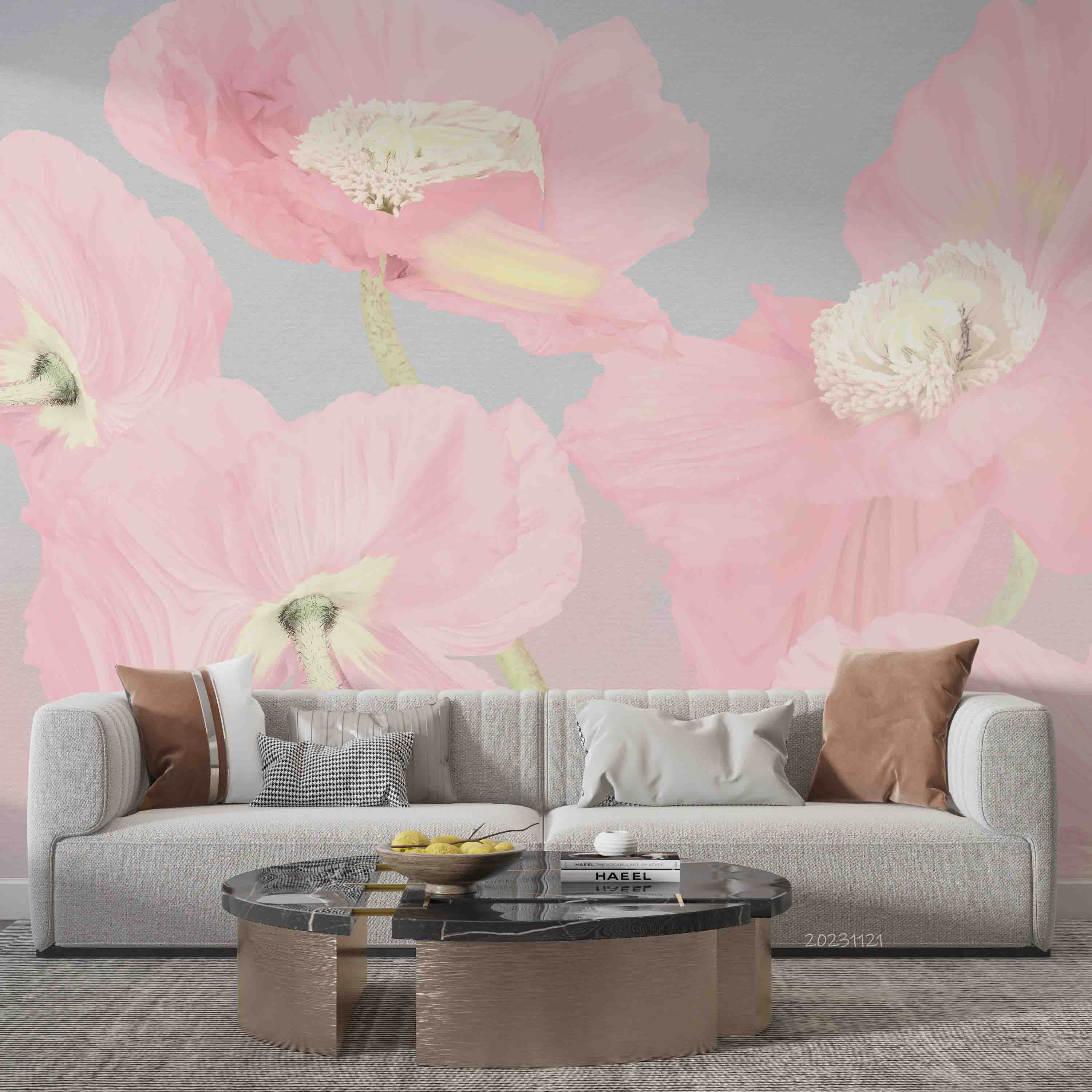 3D Floral Leaf Phalaenopsis Blue Wall Mural Wallpaper YXL 3126