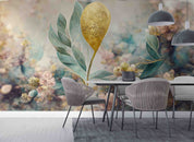 3D Elegant Branch Gold Leaf Floral Pattern Wall Mural Wallpaper GD 3097- Jess Art Decoration