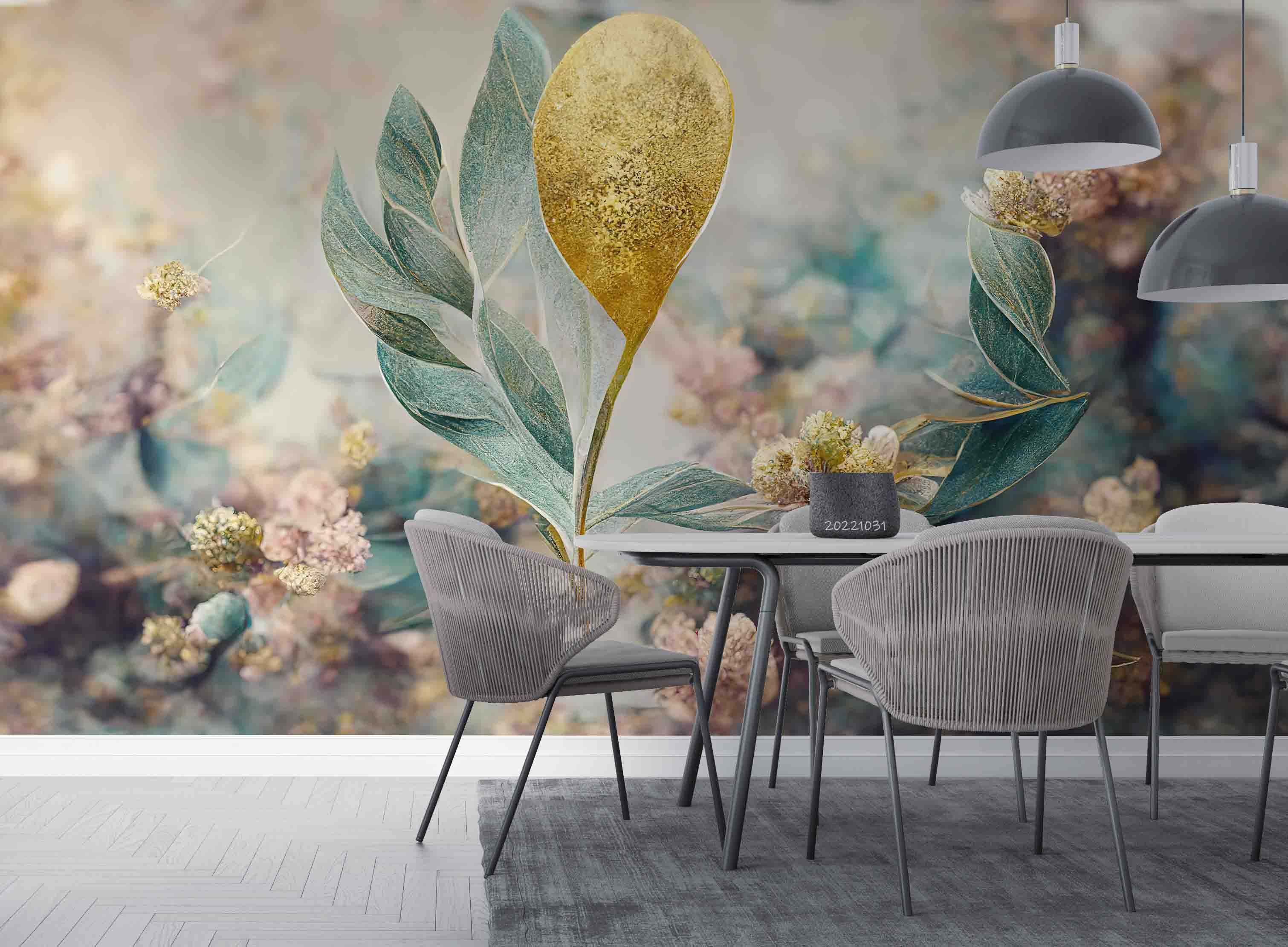 3D Elegant Branch Gold Leaf Floral Pattern Wall Mural Wallpaper GD 3097- Jess Art Decoration