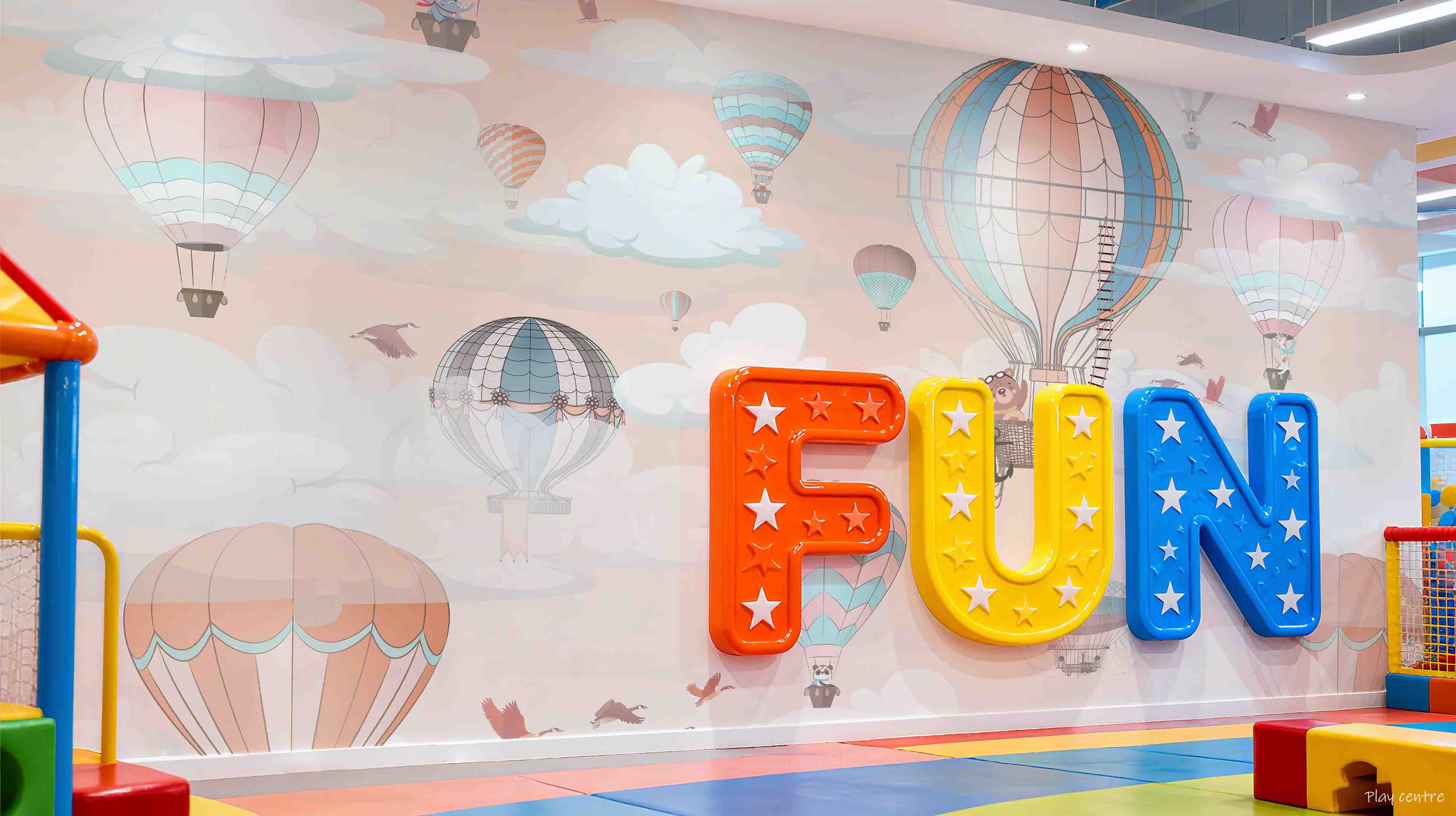 3D Play Centre Amusement Park Funfair Carnie Cartoon Air Balloon Wall Mural Wallpaper 22