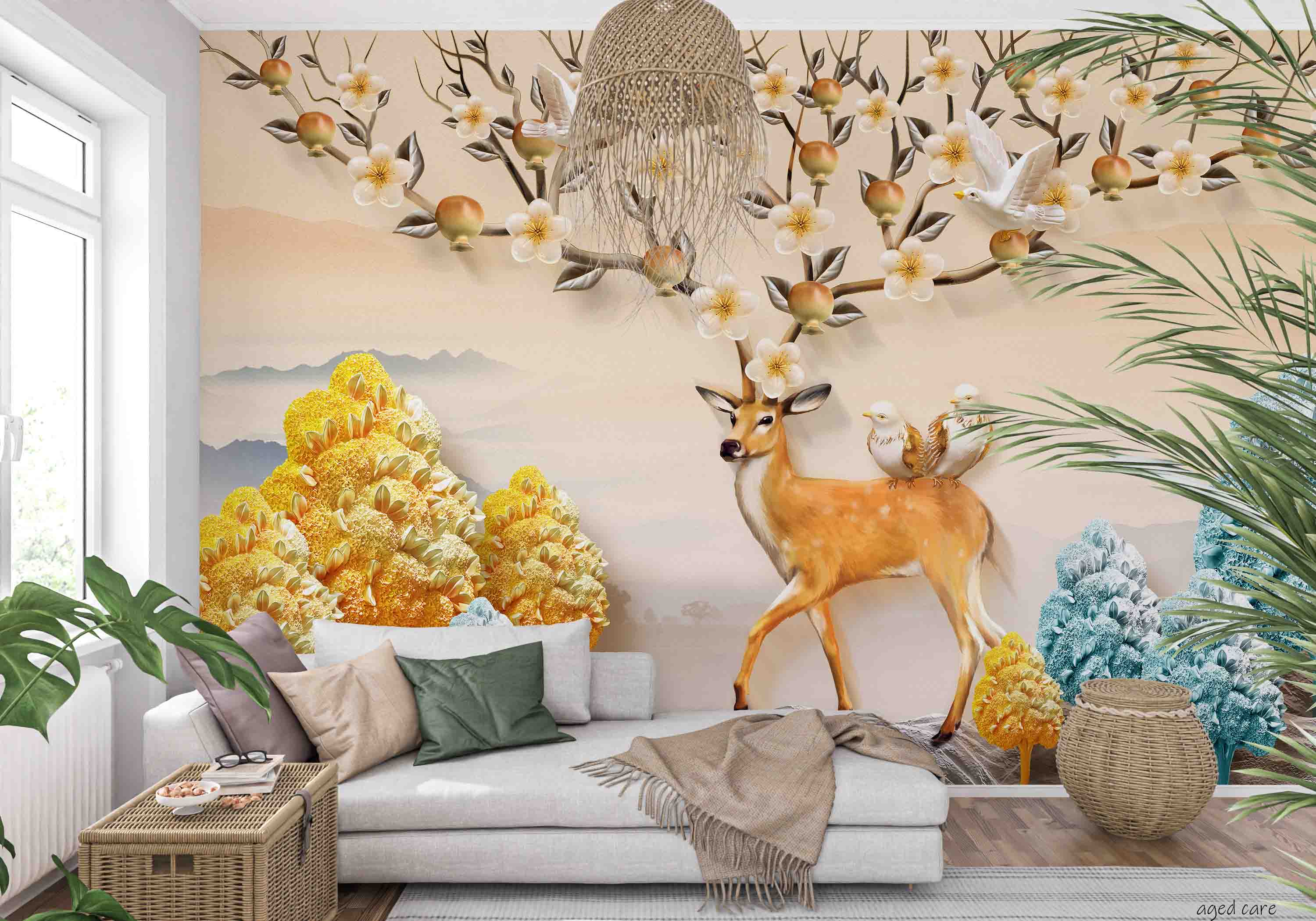 3D Aged Care Retirement Home Gerocomium Rest Home Deer Scenery Wall Mural Wallpaper 5