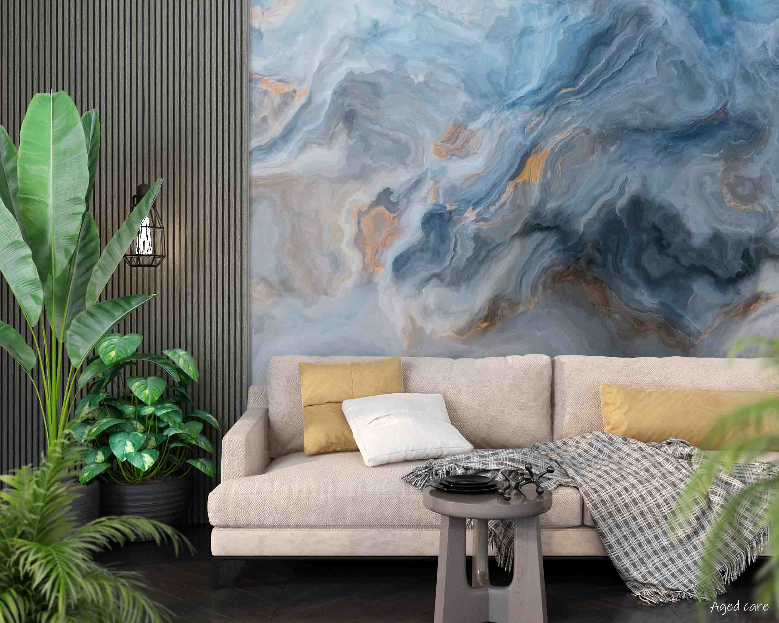 3D Aged Care Retirement Home Gerocomium Rest Home Marble Blue Wall Mural Wallpaper 35