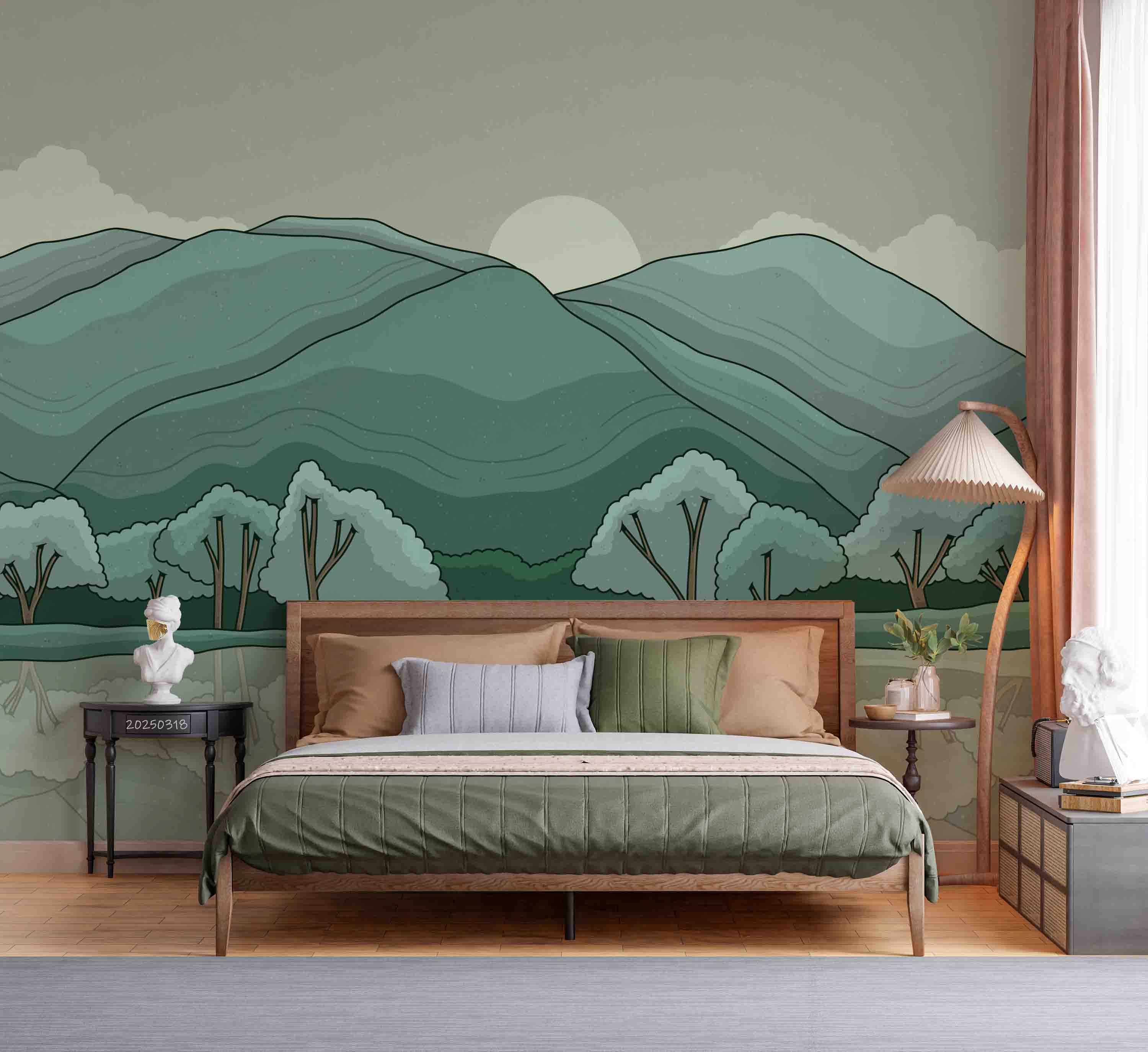 3D Watercolor Green Mountain Forest Scenery Wallpaper Wall Mural Wall Decor Wall Art Wall Sticker Remoable Wallpaper 9