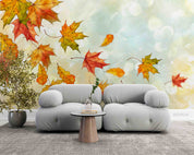 3D Watercolor Autumn Sky Colorful Maple Leaf Wallpaper Wall Mural Wall Decor Wall Art Wall Sticker Remoable Wallpaper LQH 23