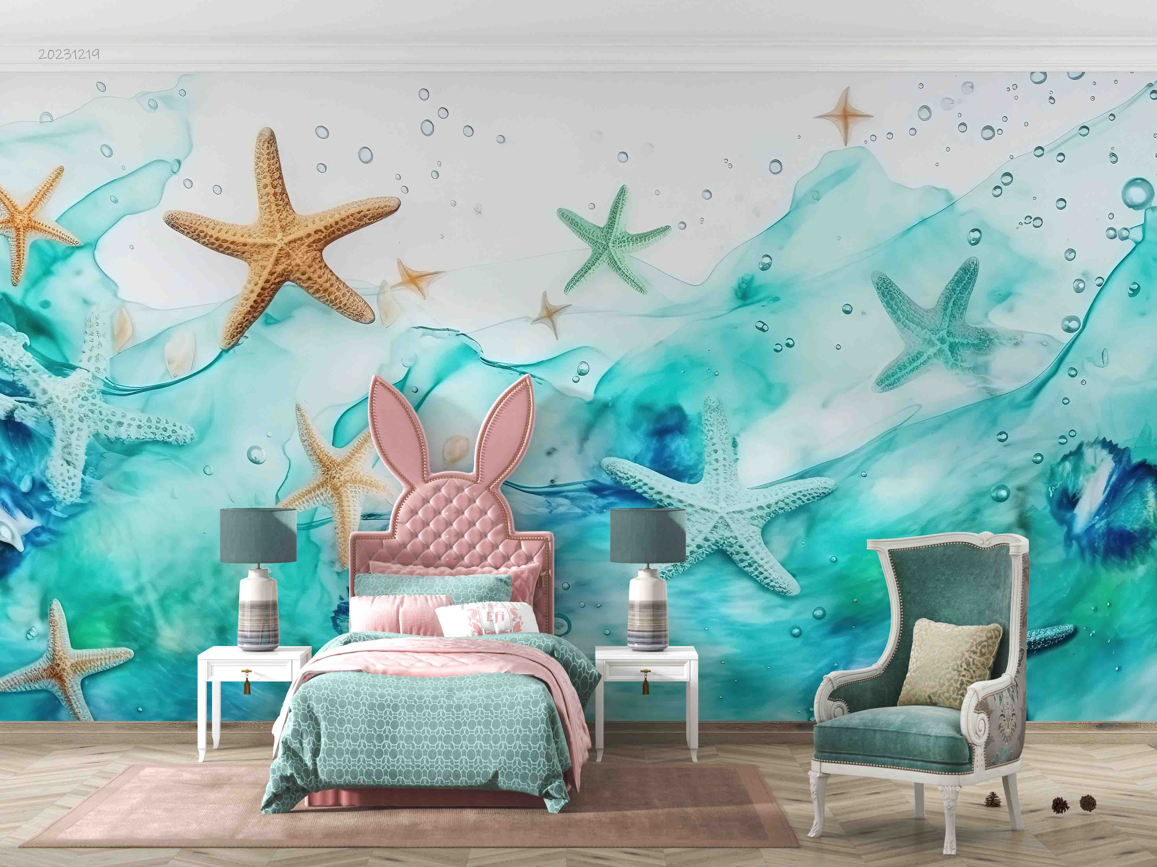3D Animal Starfish Sea Ripple Bubble Wall Mural Wallpaper YXL 52