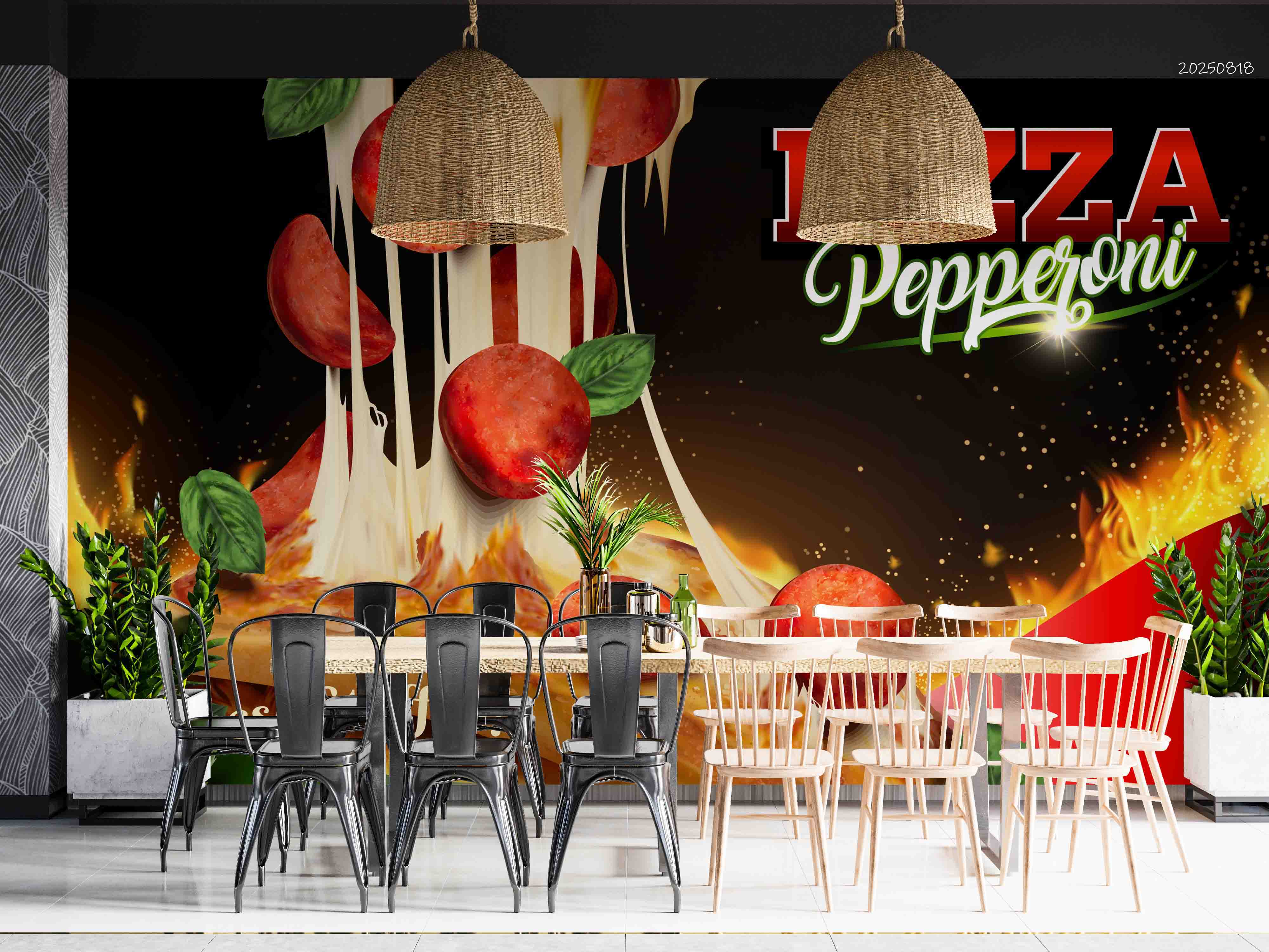 3D Restaurant Snack Bar Diner Fast Food Pizza Wall Mural Wallpaper 48