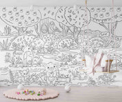 3D Doodle Cute Forest Animals Plants Trees Mushrooms Floral Wall Mural Wallpaper GD 5100- Jess Art Decoration