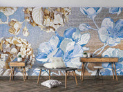 3D Watercolor Blue Brown Floral Wallpaper Wall Mural Wall Decor Wall Art Wall Sticker Remoable Wallpaper LQH 13