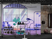 3D Gym Dumbbell Treadmill Window Wall Mural Wallpaper YXL 2378