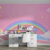 3D Pink Rainbow Background pink rainbow background mural wall mural wallpaper for girls bedroom