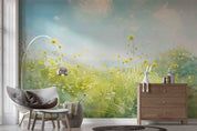 3D Blue Sky Flowers Grass Landscape Oil Painting Wallpaper Wall Mural Wall Decor Wall Art Wall Sticker Remoable Wallpaper LQH 1 1