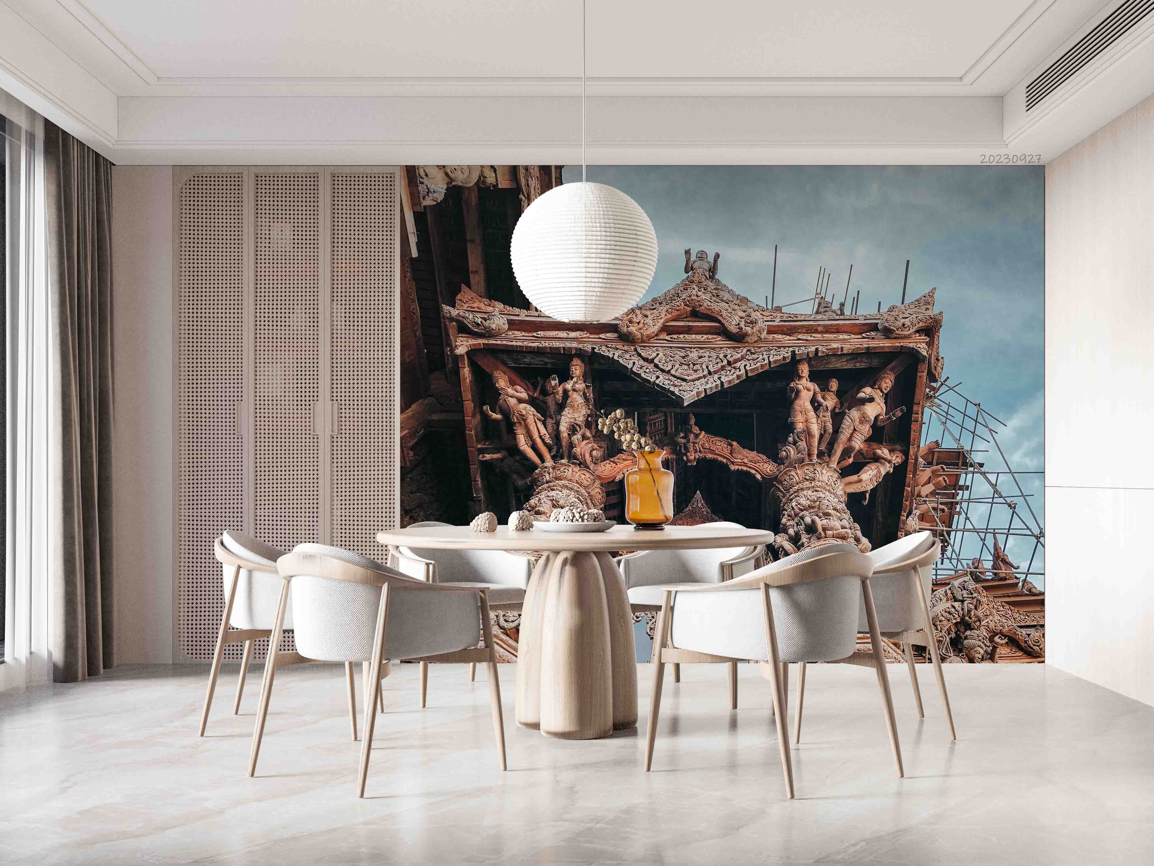 3D Architecture Relief Buddha Sky Wall Mural Wallpaper YXL 2447