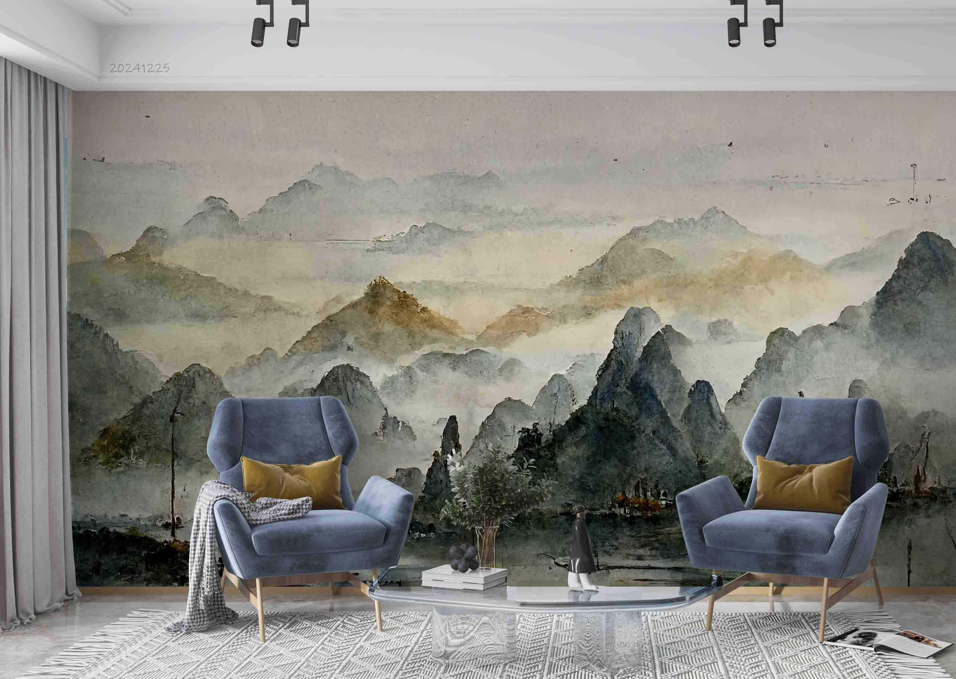 3D Watercolor Mountains Landscape Oil Painting Wallpaper Wall Mural Wall Decor Wall Art Wall Sticker Remoable Wallpaper LQH 33