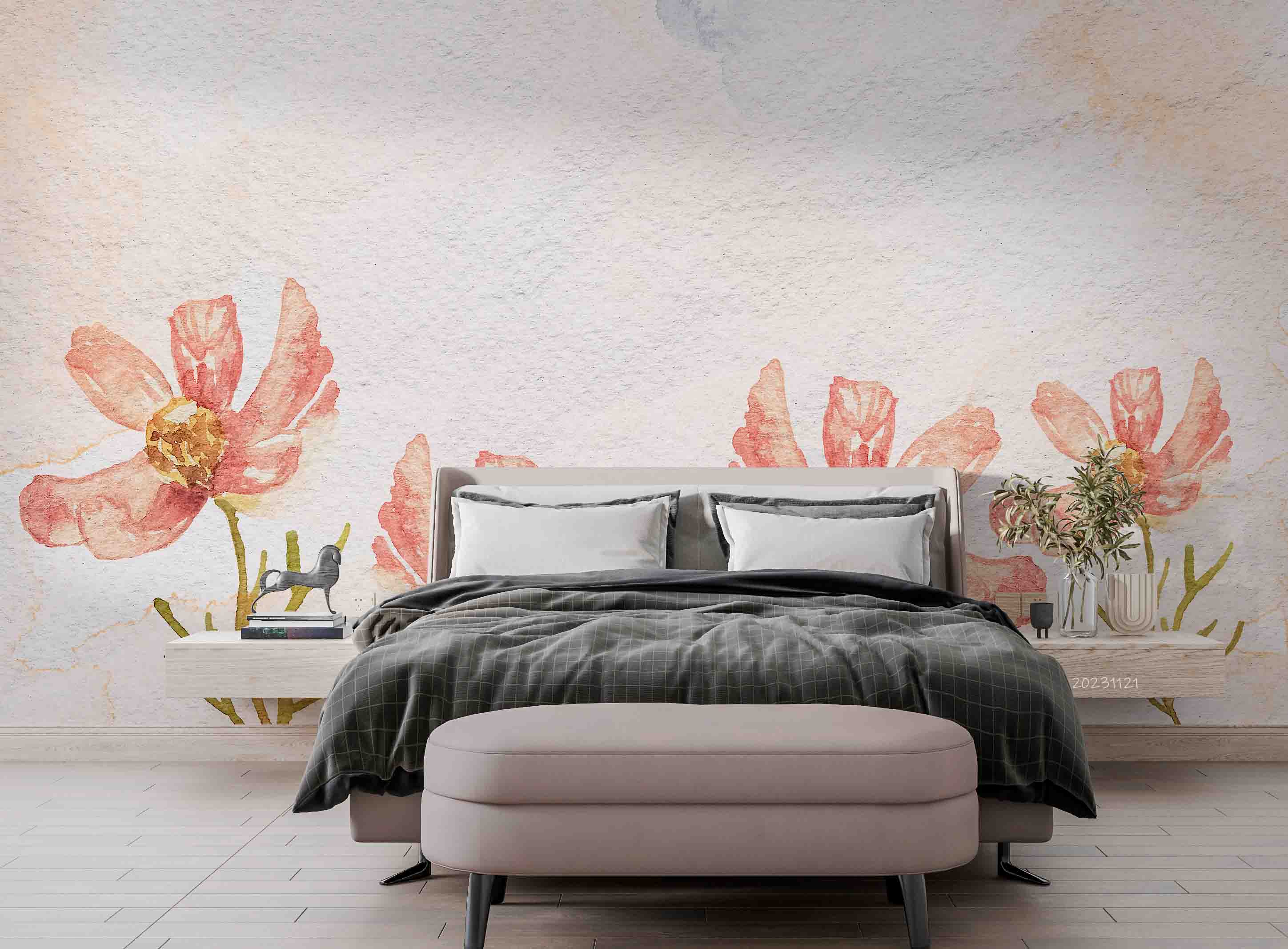 3D Floral Leaf Phalaenopsis Wall Mural Wallpaper YXL 3187