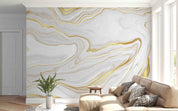 3D Abstract White Gold Marble Texture Wall Mural Wallpaper GD 4416- Jess Art Decoration