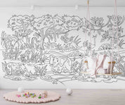 3D Cartoon Graffiti Tropical Animals Birds Trees Wall Mural Wallpaper GD 5104- Jess Art Decoration