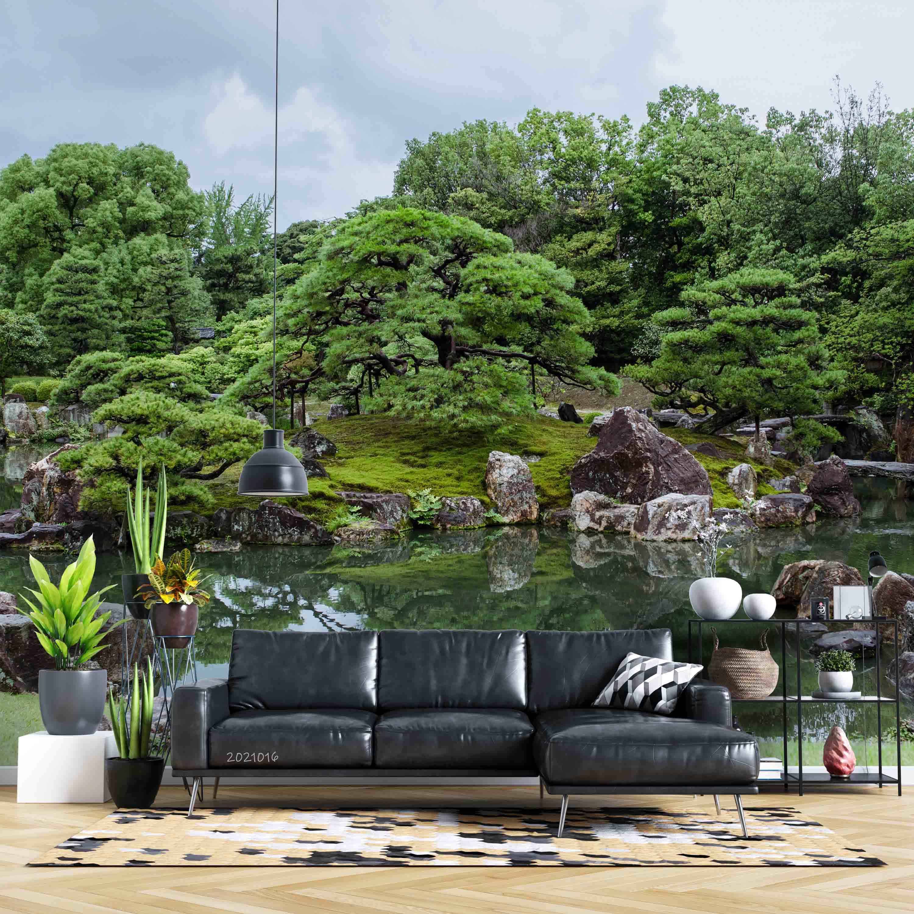 3D Tree Grassland Mountain Sea Stone Wall Mural Wallpaper YXL 3057