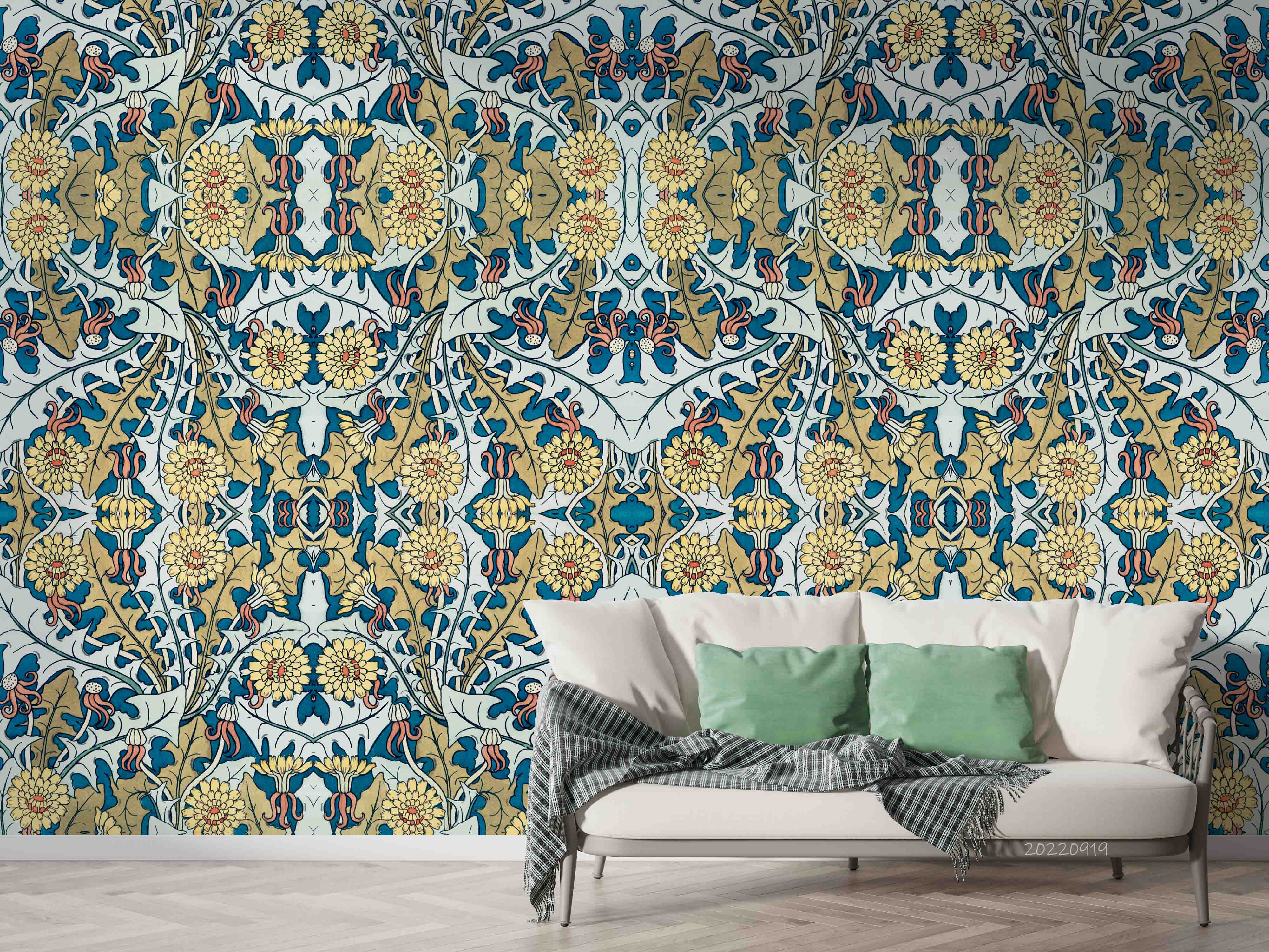 3D Art Nouveau Style Dandelion Floral Pattern Background Wall Mural Wallpaper GD 3501- Jess Art Decoration
