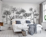 3D Misty Palm Tree Forest soft tropical palm landscape wall mural wallpaper for bedroom - view 3