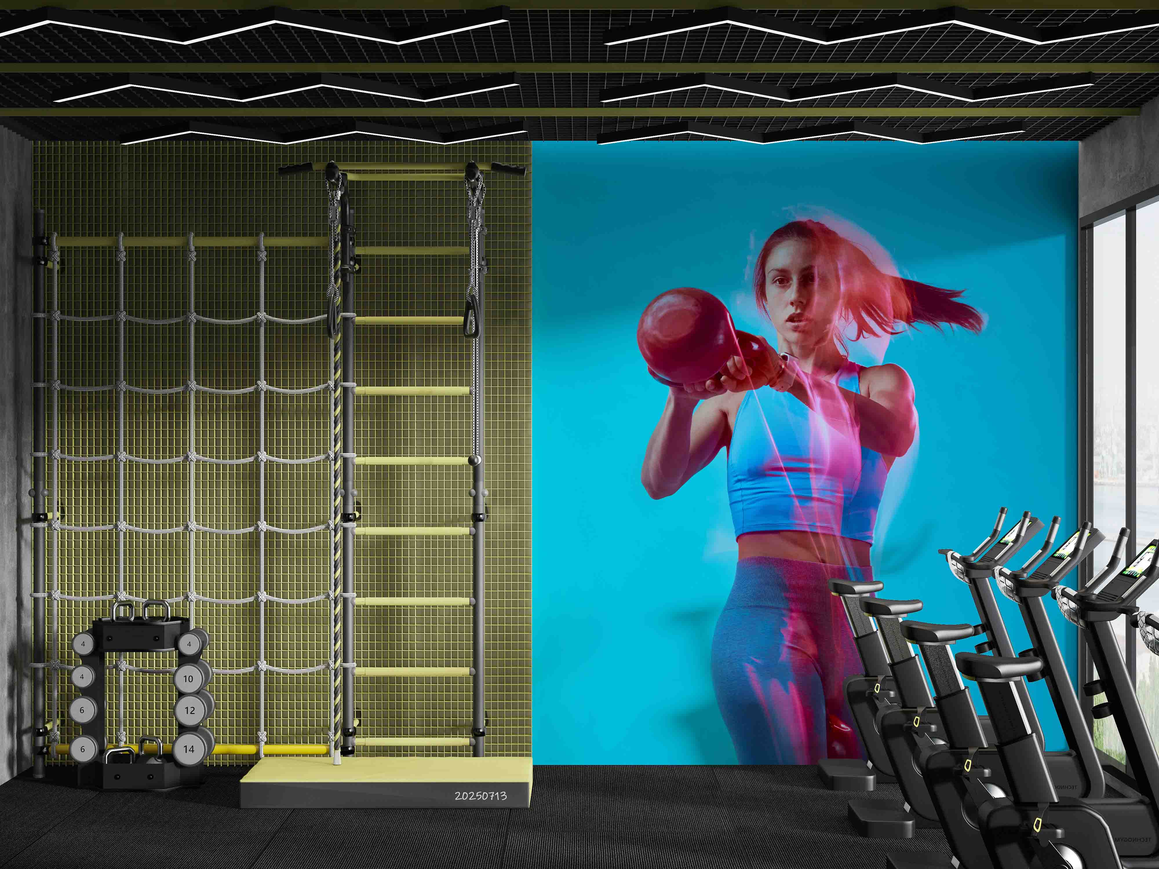 3D Gym Fitness Dumbbell Wall Mural Wallpaper 3