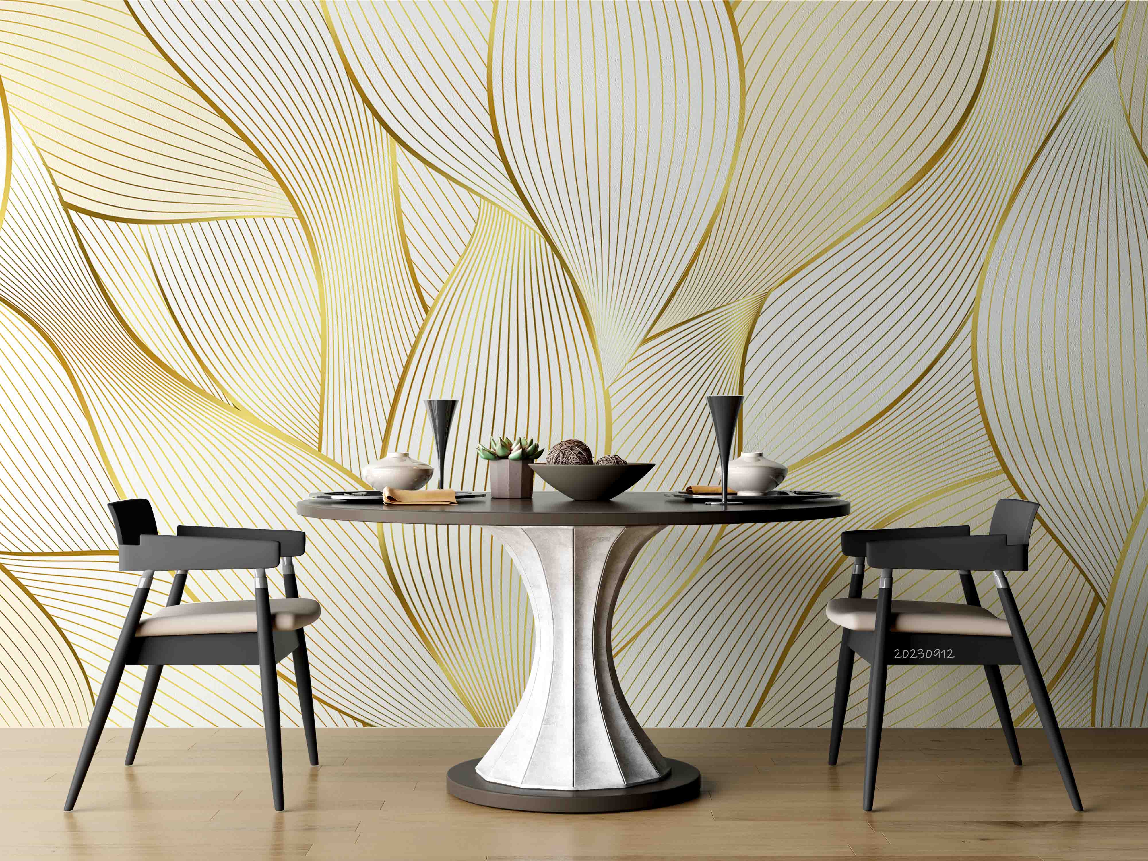 3D Geometric Line Petal Wall Mural Wallpaper YXL 2638