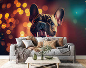 3D Animal Dog Night Gray Wall Mural Wallpaper YXL 1847
