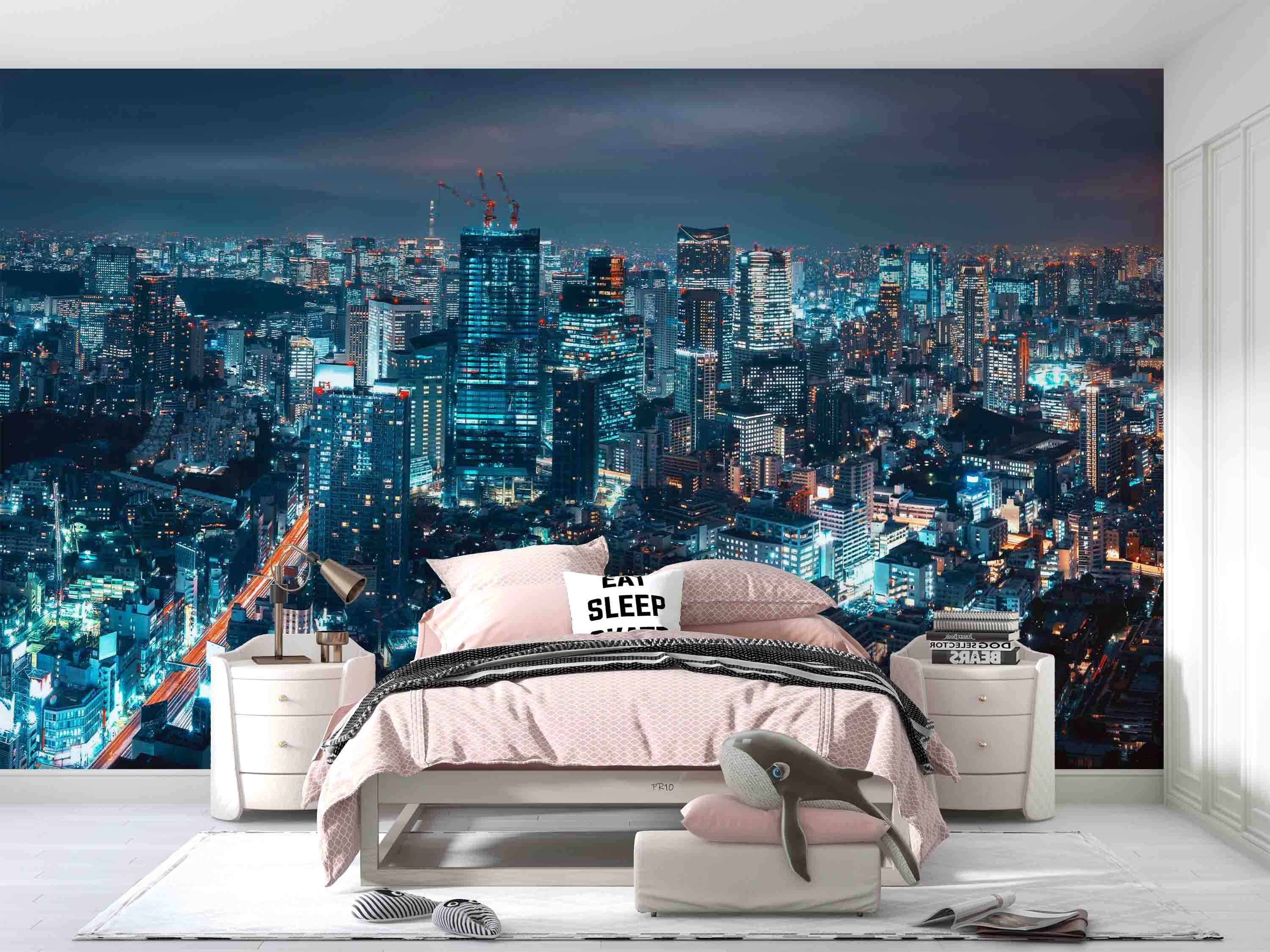 3D Night City Tall Buildings View Wall Mural Wallpaper GD 4752- Jess Art Decoration