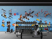 3D Gym Bike Treadmill Horizontal Bar Dumbbell Wall Mural Wallpaper YXL 2393