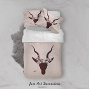 3D Floral Cow Pink Quilt Cover Set Bedding Set Duvet Cover Pillowcase 150