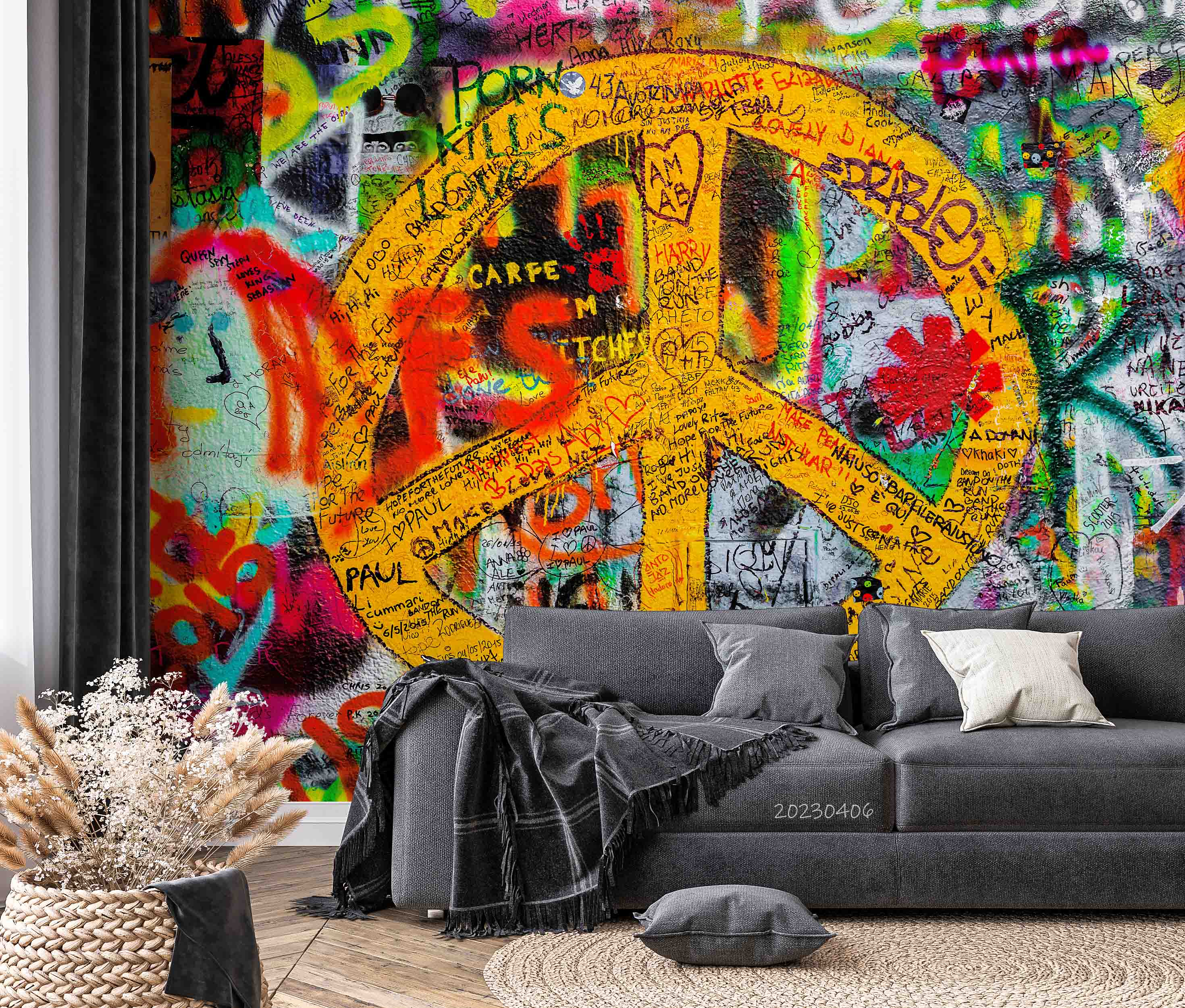 Abstract Art Graffiti Wallpaper urban graffiti wall mural for teen room, studio or feature wall