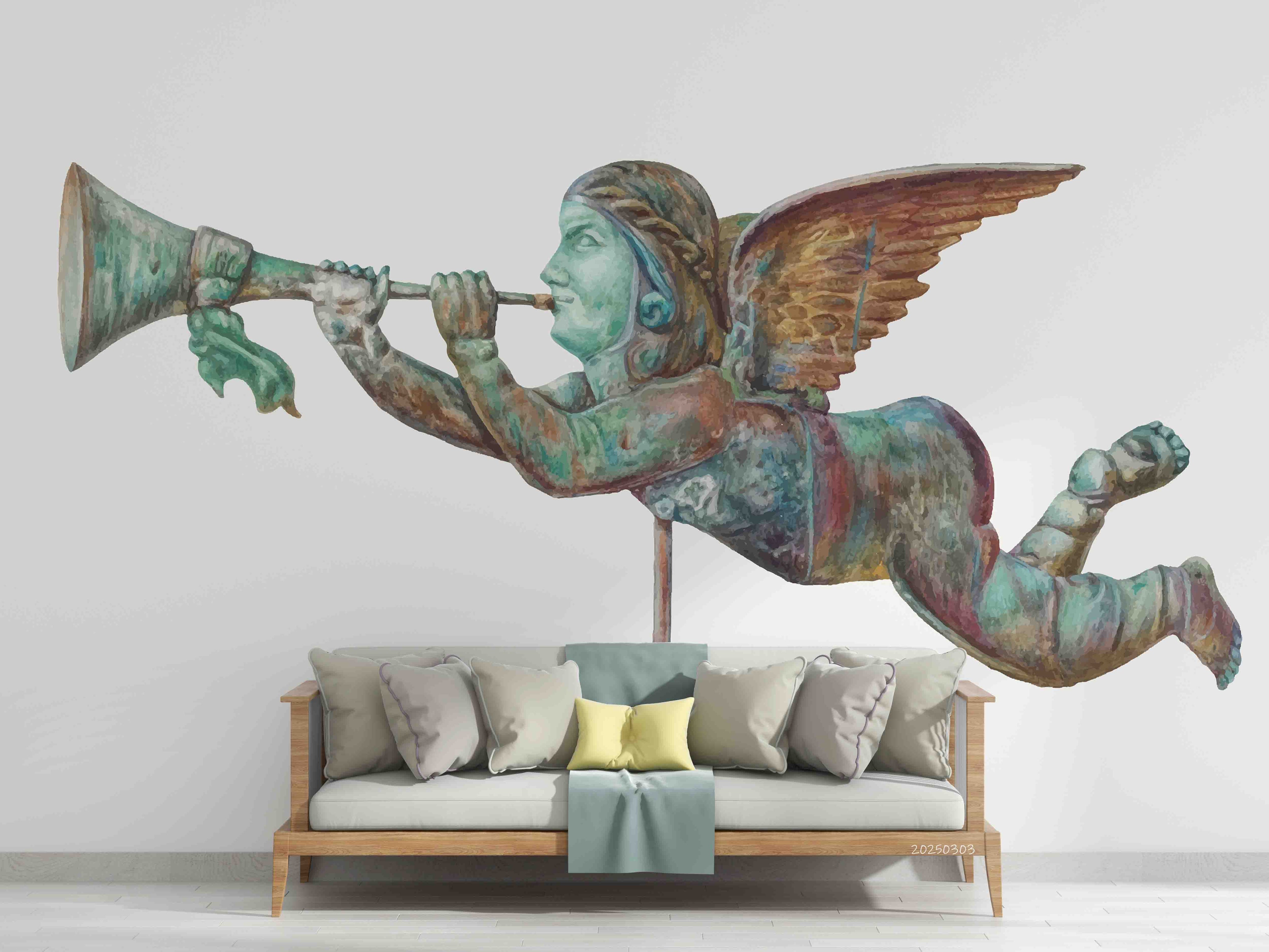 3D Hand Drawn Angel Sculpture Wallpaper Wall Mural Wall Decor Wall Art Wall Sticker Remoable Wallpaper LQH