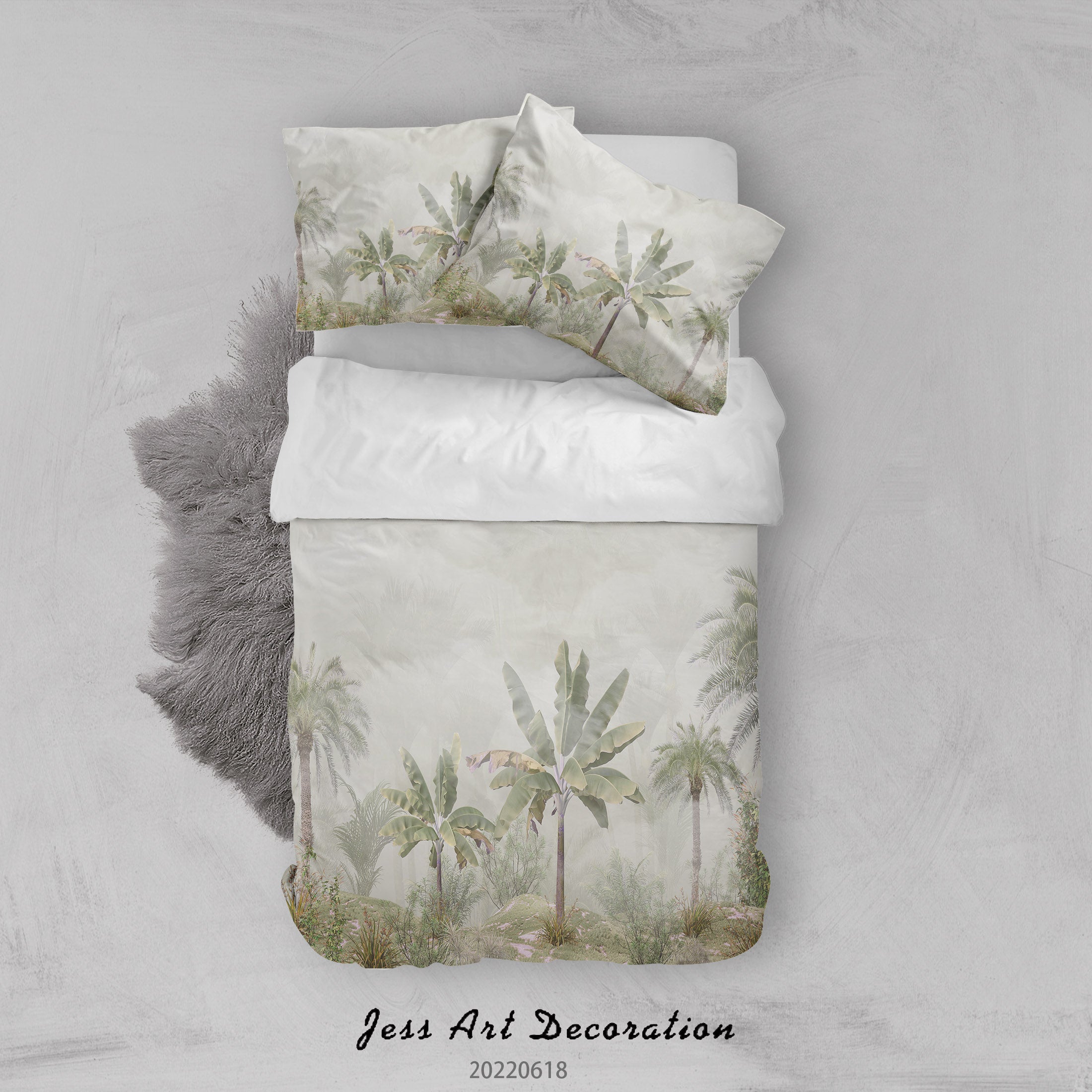 3D Forest Tree Pale Green Quilt Cover Set Bedding Set Duvet Cover Pillowcase 678