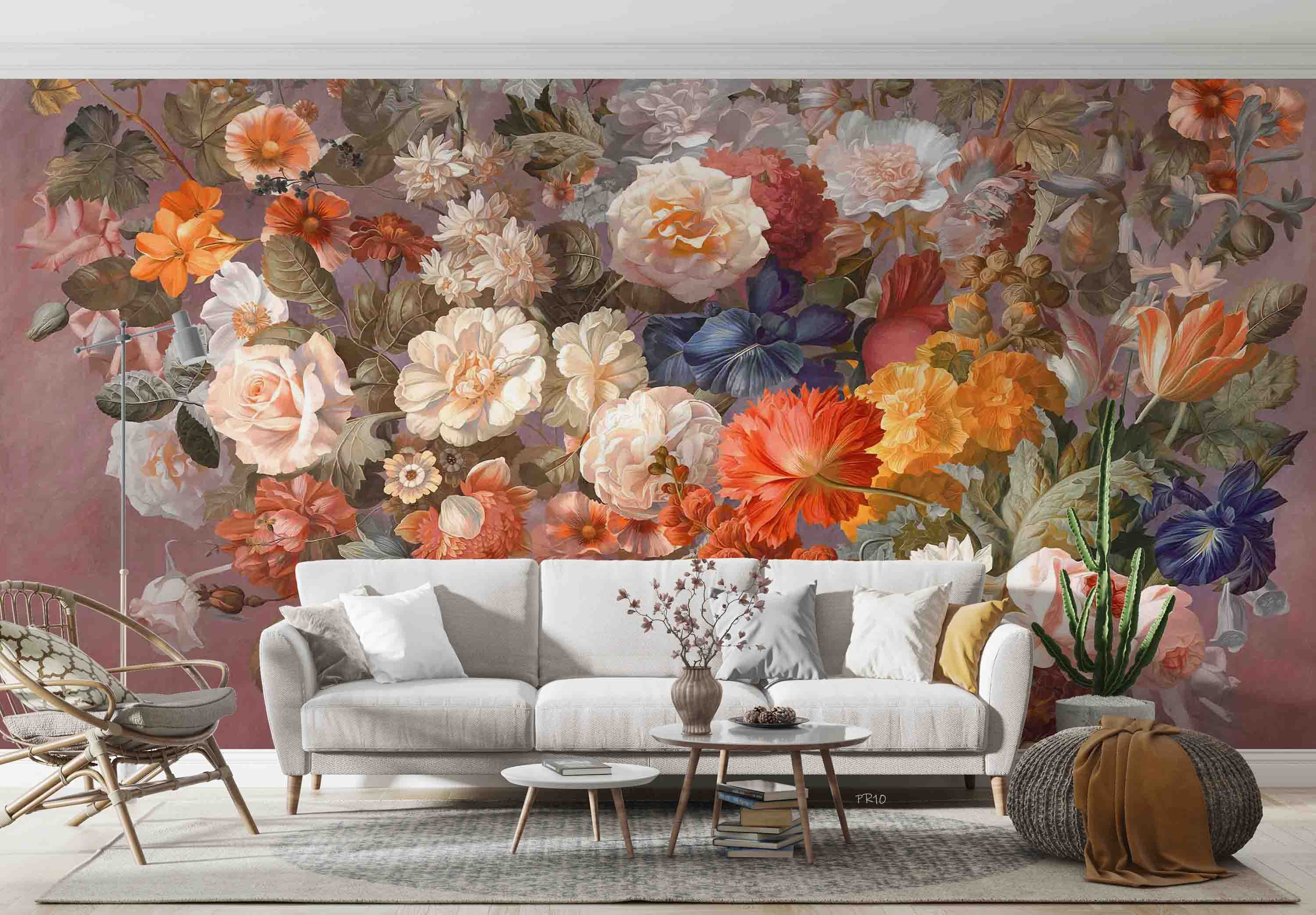 3D Colorful Floral Background Wall Mural Wallpaper GD 4727- Jess Art Decoration