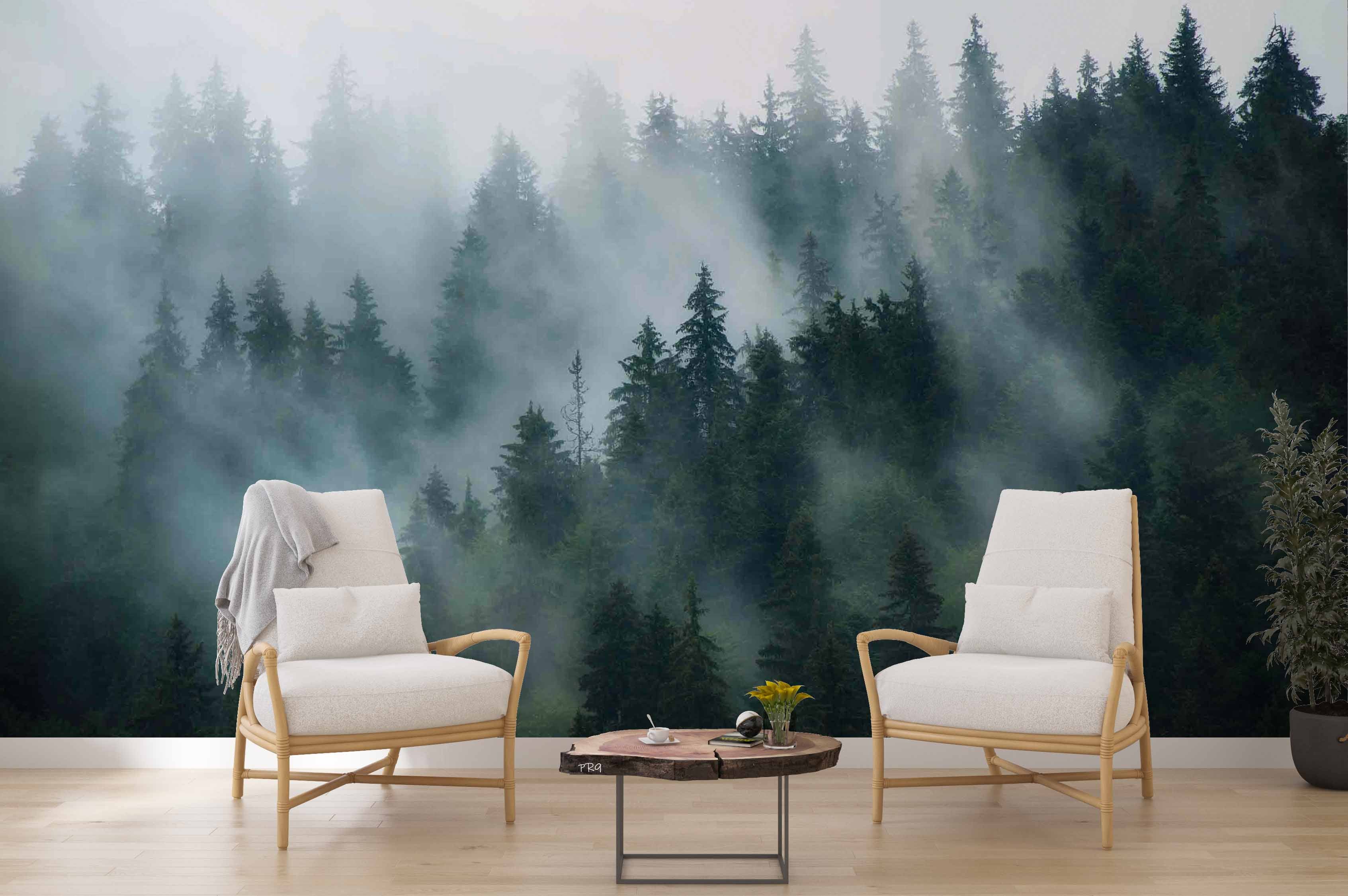 3D Fir Forest Misty Scenery Wall Mural Wallpaper GD 4689- Jess Art Decoration