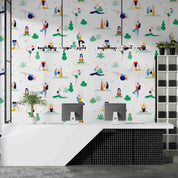 3D Cartoon Fitness Person Wall Mural Wallpaper YXL 1708