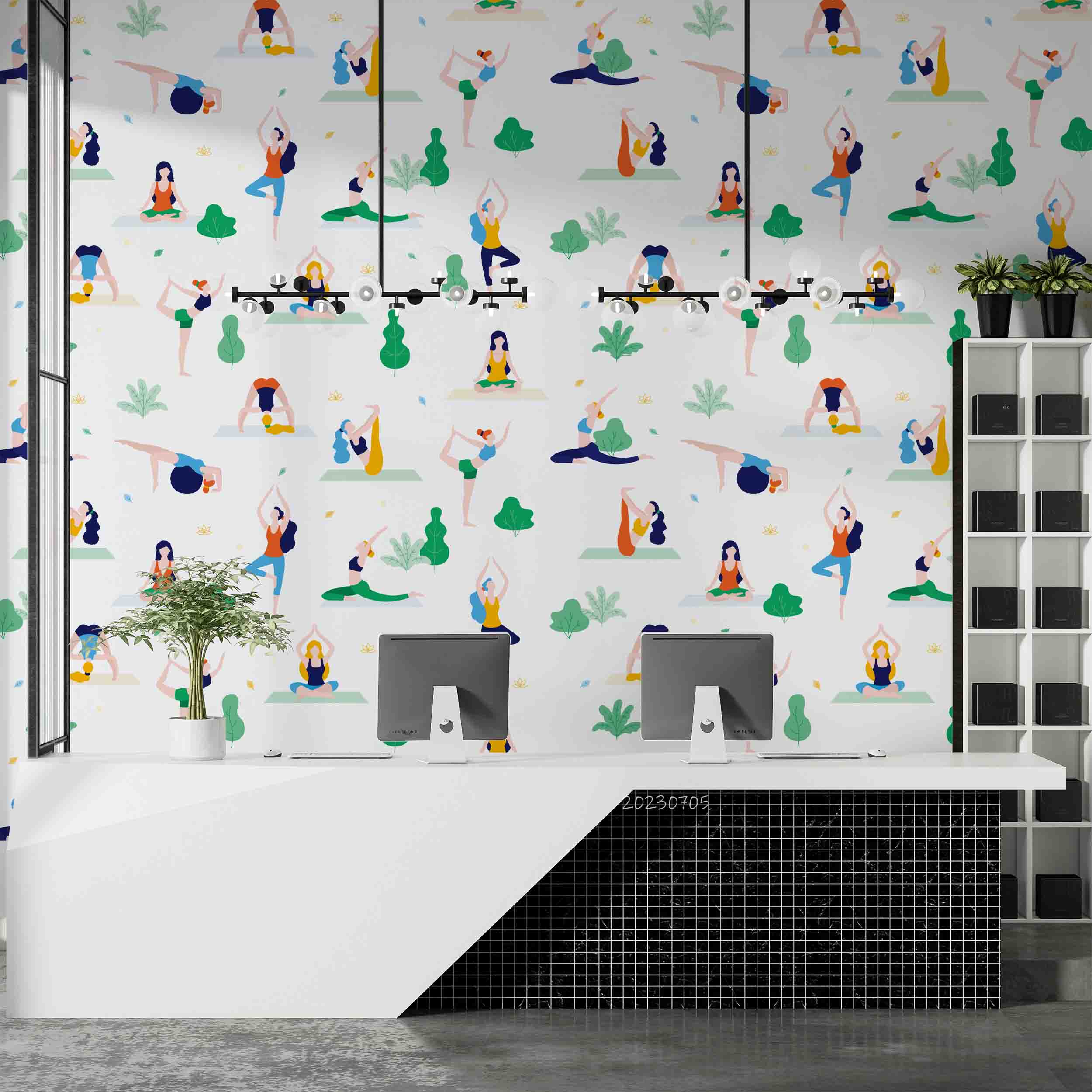 3D Cartoon Fitness Person Wall Mural Wallpaper YXL 1708