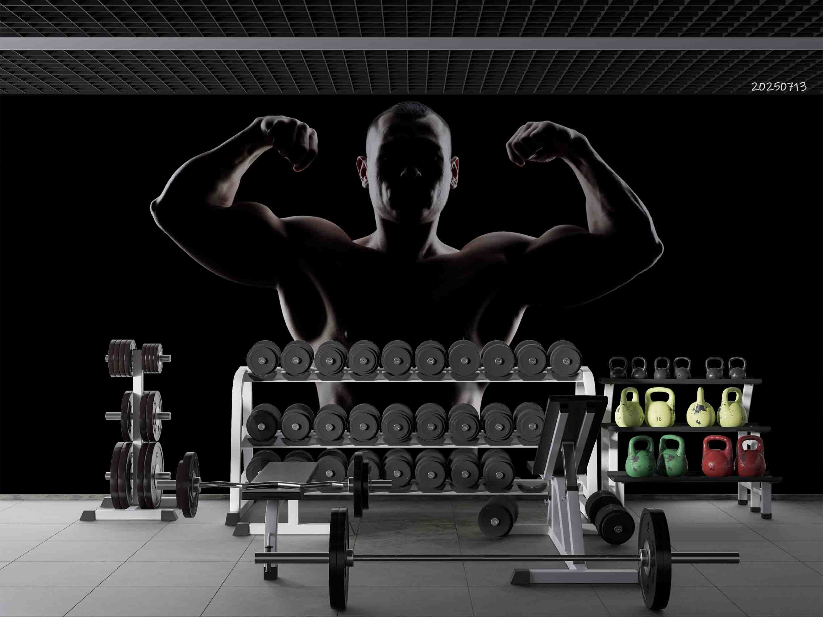 3D Gym Fitness Gymnasium Dumbbell Wall Mural Wallpaper 68
