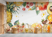 3D  Pineapple Orange Leaf Pear Wall Mural Wallpaper YXL 297